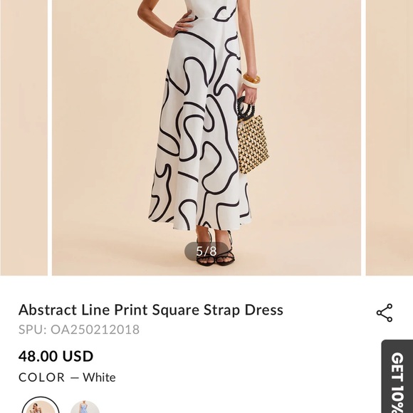 Commense Black and White Abstract Line Print Square Stap Dress Size Small - Picture 6 of 7